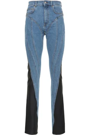 MUGLER Contrast Denim & Jersey Skinny Jeans