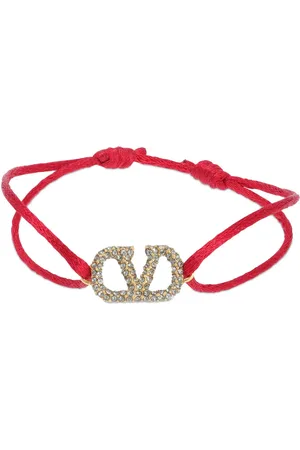 VALENTINO GARAVANI Crystal V Logo Slim Adjustable Bracelet