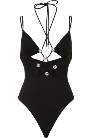 AREA Embellished Star Cutout Bodysuit
