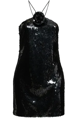 MAGDA BUTRYM Sequined Open Back Mini Dress W/ Rose