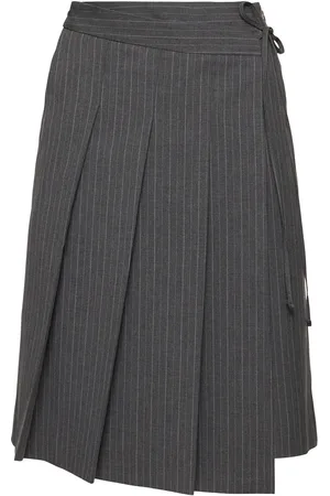 DUNST Ribbon Pleated Midi Skirt