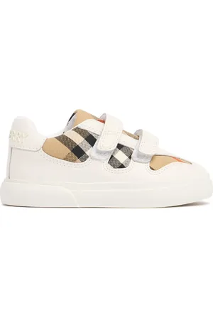 Burberry Leather & Cotton Strap Sneakers