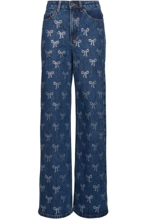 Self-Portrait Rhinestone Bow Denim Jeans
