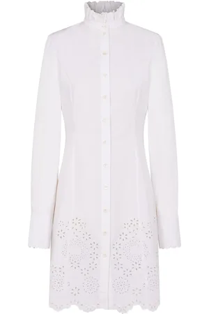 Paco rabanne Poplin Sangallo Mini Shirt Dress