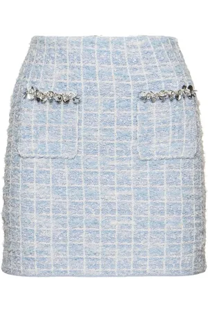 Self-Portrait Check Knit Mini Skirt