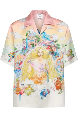 Casablanca Cuban Collar Short Sleeve Silk Shirt