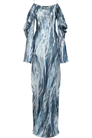 Roberto Cavalli Silk Satin Chiffon Off-shoulder Dress
