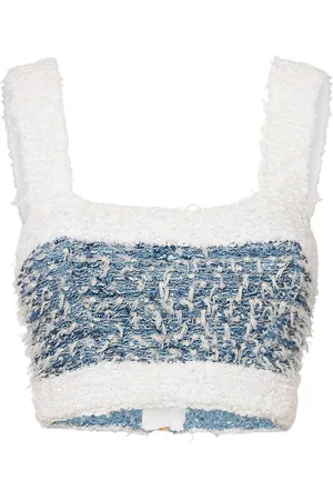 Balmain Viscose Blend Tweed Bra Top