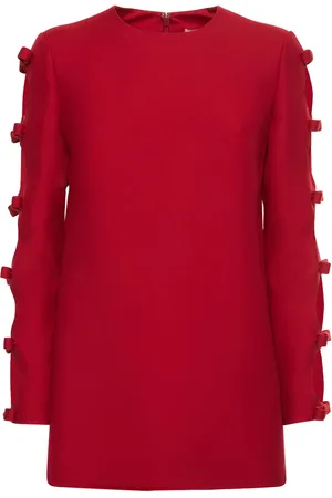 VALENTINO Wool & Silk Crepe Bows L/s Top