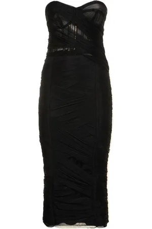 Dolce & Gabbana Draped Tulle Strapless Midi Corset Dress