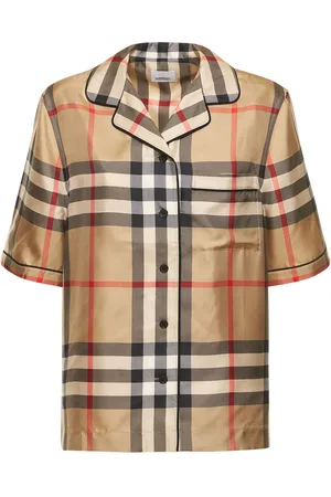 Burberry Tierney Silk Twill Check Bowling Shirt