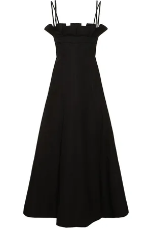 Serafini Ruched Cotton Blend Long Dress