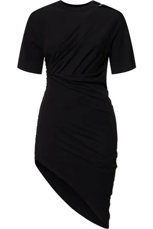 MUGLER Draped Cotton Blend Jersey Mini Dress