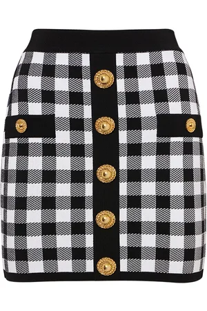 Balmain Check Knit Mini Skirt