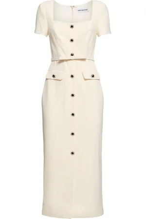 Self-Portrait Crepe Button Midi Dress