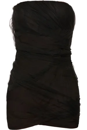 The Attico Eita Strapless Draped Tulle Mini Dress