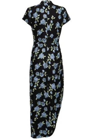 ROTATE Amaja Asymmetric Mesh Midi Dress
