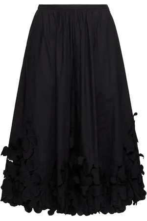 FORTE FORTE En Fleur Embroidered Poplin Midi Skirt