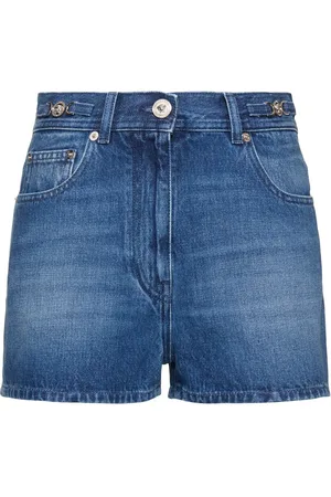 VERSACE Washed Cotton Denim Shorts