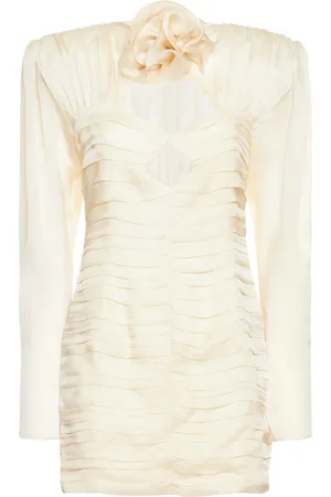MAGDA BUTRYM Ruched Silk Satin Cutout Mini Dress