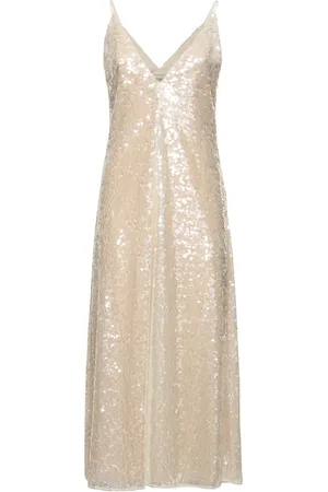 Serafini Sequined V Neck Long Dress