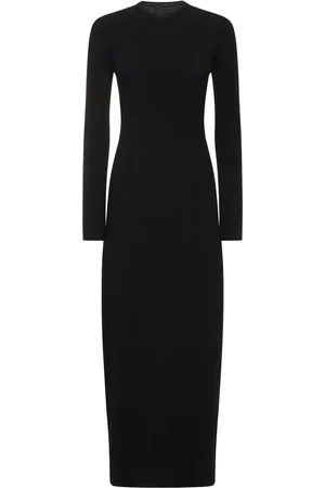 Paco rabanne All Over Perforated Logo Knit Long Dress