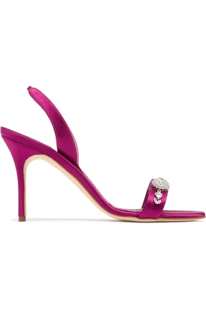 Manolo Blahnik 90mm Lamisan Satin Sandals