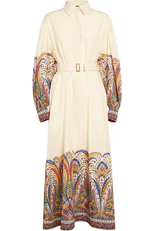Etro Printed Cotton Midi Shirt Dress W/belt
