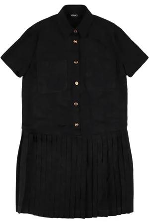 VERSACE Pleated Satin Shirt Dress