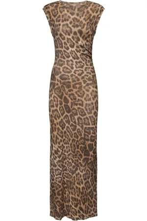 Stella McCartney Leopard Print Mesh Long Dress