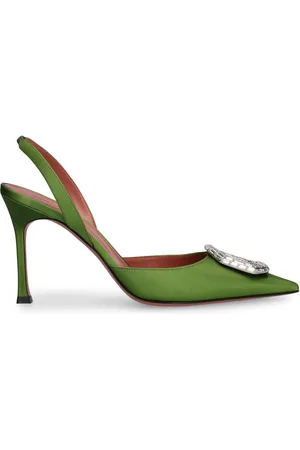 Amina Muaddi 90mm Camelia Satin Slingbacks
