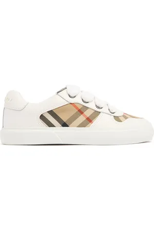 Burberry Leather & Cotton Strap Sneakers