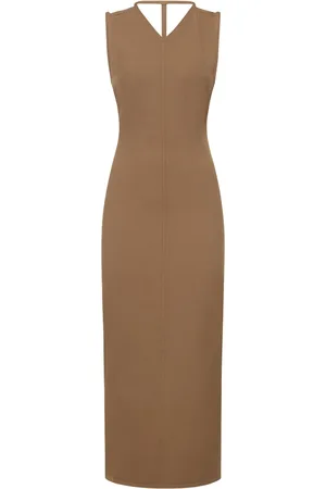 Khaite Teri Viscose Midi Dress W/open Back