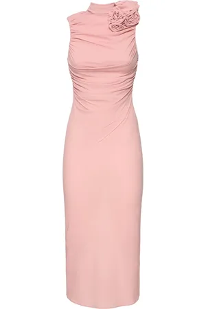 MAGDA BUTRYM Silk Sheer Roses Detail Midi Dress