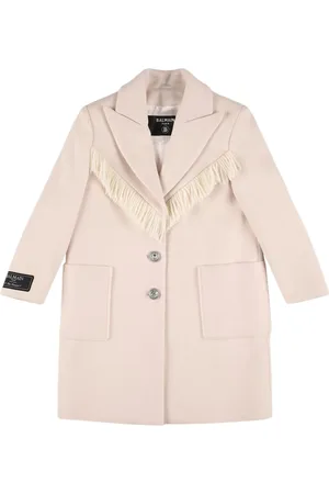 Balmain Wool Blend Coat W/ Fringes