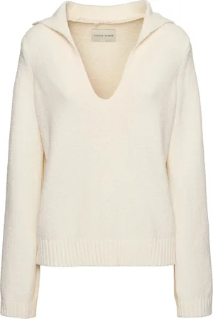 Loulou Studio Bahia Cotton Blend V Neck Sweater