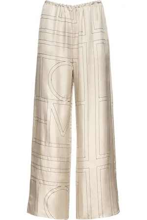 Totême Monogram Embroidered Silk Pants