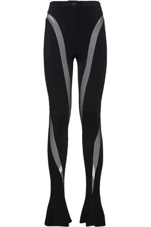 MUGLER Viscose Crepe & Tulle Leggings