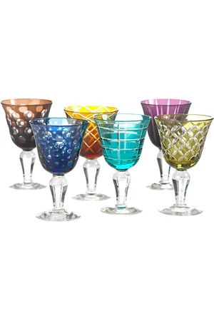 POLSPOTTEN Set Of 6 Cutting Wine Glasses