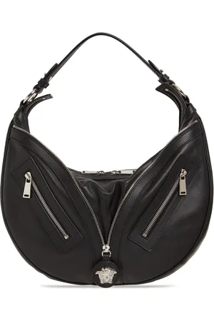 VERSACE Medium Repeat Smooth Leather Hobo Bag