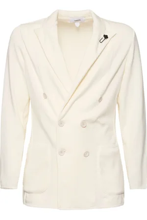 LARDINI Double Breasted Cotton Knit Blazer