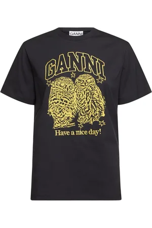 Ganni Owls Relaxed Jersey T-shirt