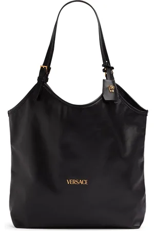 VERSACE Tag Leather Tote Bag