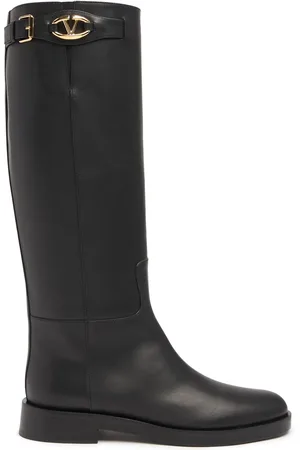 VALENTINO GARAVANI 30mm Vlogo Leather Tall Boots