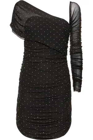 ROTATE Asymmetric Mesh Mini Dress