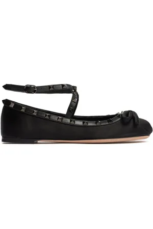 VALENTINO GARAVANI 5mm Rockstud Satin Ballerina Flats