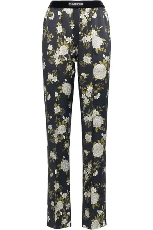 Tom Ford Floral Print Stretch Silk Satin Pants