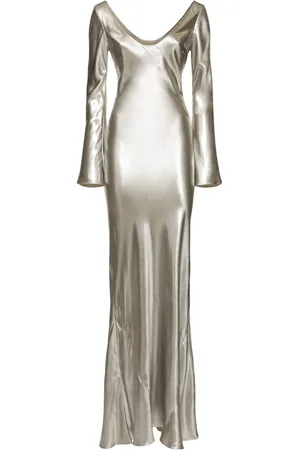 GALVAN Valletta Long Sleeve Satin Gown