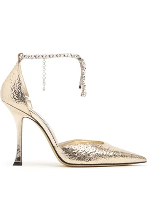 Jimmy Choo 100mm Stevie Crackled Leather Pumps