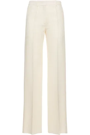 VALENTINO Wo & Silk Crepe Logo H/wa Straight Pants